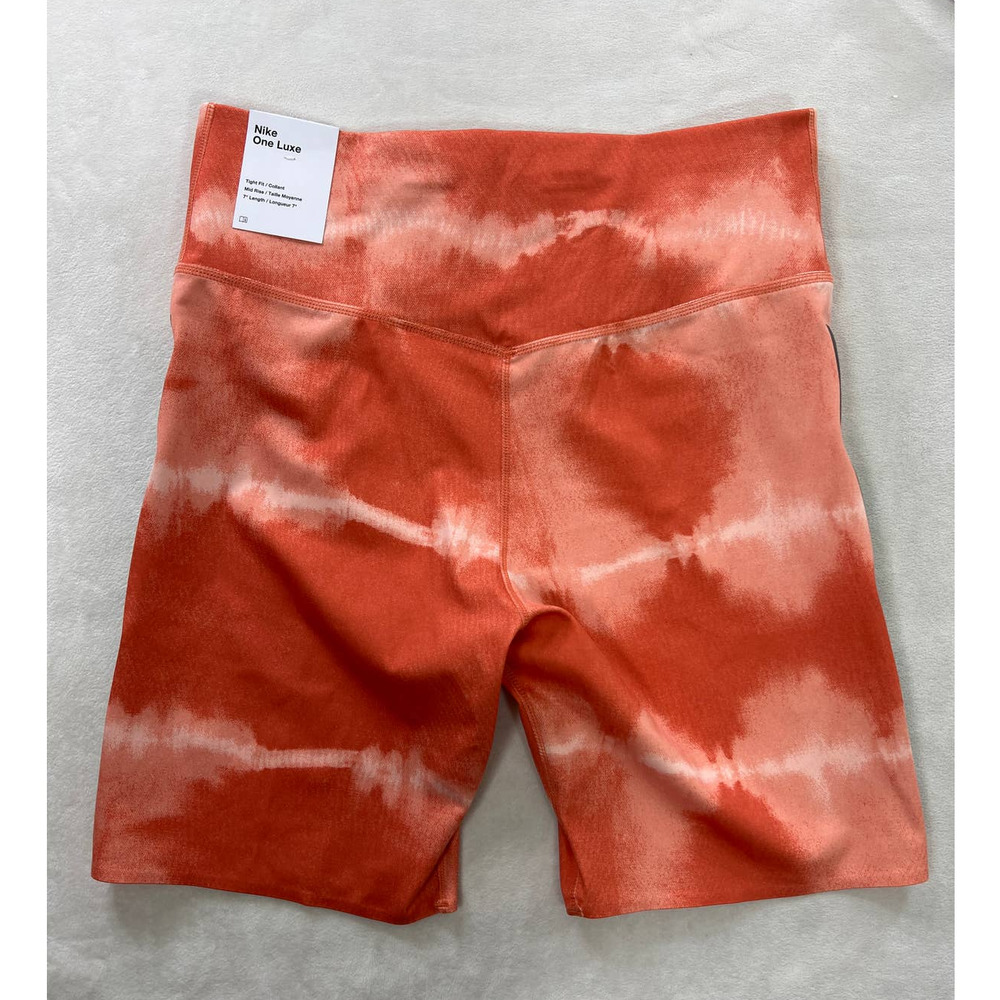 Nike Women's One Luxe Dri-FIT 7" Mid-Rise Printed Coral Training Shorts Medium - Picture 3 of 7